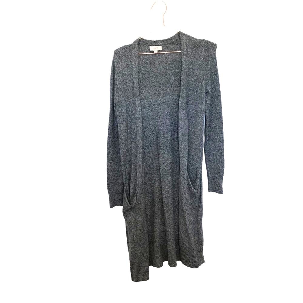 LOFT Outlet Long Line Grey Cardigan with pockets size XS